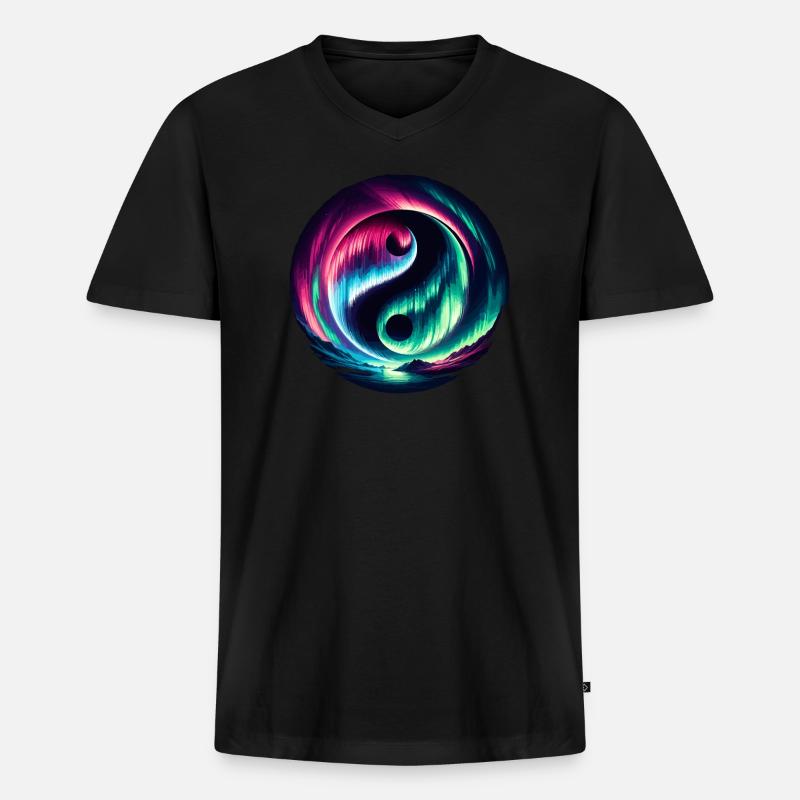 Polarlicht-aurora-verfolger Alaska Wilderness - Männer Premium Bio T-Shirt mit V-Ausschnitt - Schwarz