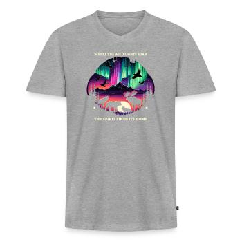 Aurora Aurora Tracker Alaska Wilderness - T-shirt encolure en V Premium bio Homme - gris chiné - Devant
