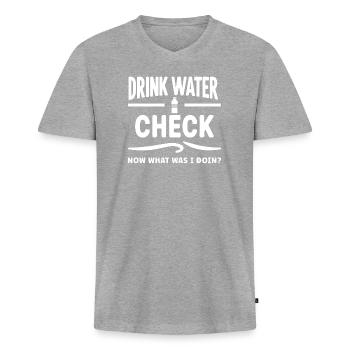 Hydratation Boire de l’eau Rester hydraté - T-shirt encolure en V Premium bio Homme - gris chiné - Devant