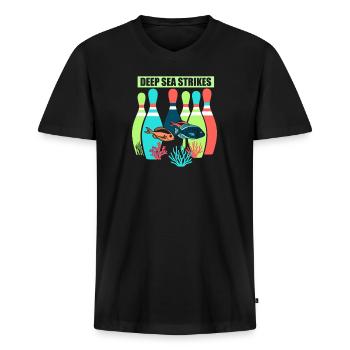 Drôle de bowling équipe bowler grève bowling club - T-shirt encolure en V Premium bio Homme - noir - Devant - Nico (187cm)