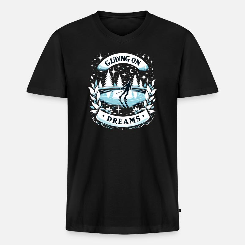 Eislaufen Schlittschuhläufer - Männer Premium Bio T-Shirt mit V-Ausschnitt - Schwarz