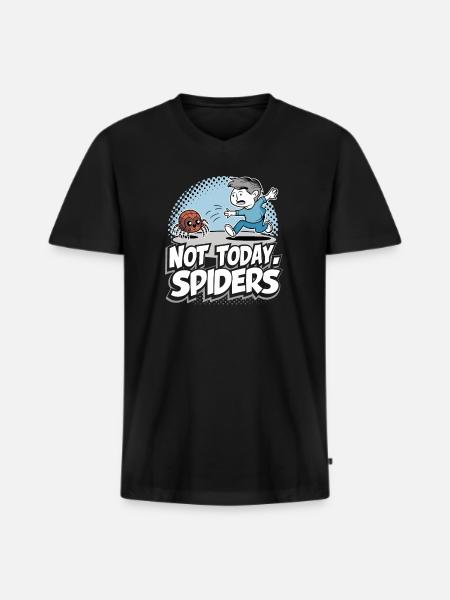 Funny Arachnophobia Awareness, Spider Phobia - Men's Premium Organic T-shirt with V-neck - black