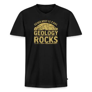 Geology Stone Hunt Agate Hunter Stone Collecting - Men's Premium Organic T-shirt with V-neck - black - Front - Nico (187cm)