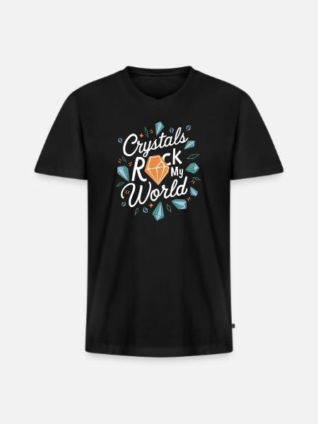Kristall Healing Crytal Kristaller och Stenar - Ekologisk premium-T-shirt med V-ringning herr - svart