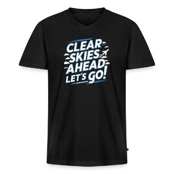 Flyveleder Fly Flight Service - Premium økologisk T-shirt med V-hals til mænd - sort - Foran - Nico (187cm)