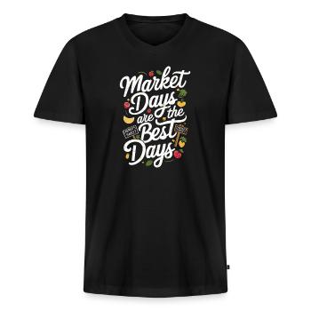Farmers Market Farmer Agriculture Farming Food - Männer Premium Bio T-Shirt mit V-Ausschnitt - Schwarz - Vorne - Nico (187cm)