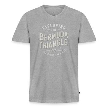 Mysteriöses Verschwindenlassen Im Bermudadreieck - Männer Premium Bio T-Shirt mit V-Ausschnitt - Grau meliert - Vorne