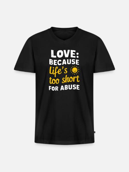 Sensibilisierung Für Häusliche Gewalt - Männer Premium Bio T-Shirt mit V-Ausschnitt - Schwarz
