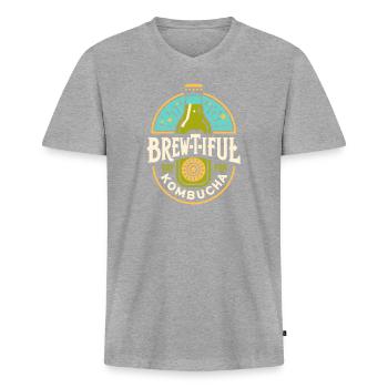 Avantages du Kombucha pour les amateurs de thé - T-shirt encolure en V Premium bio Homme - gris chiné - Devant
