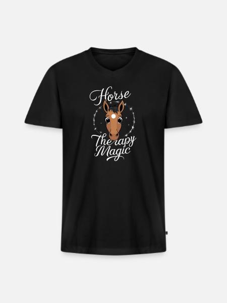 Guérison par l’équithérapie et - T-shirt encolure en V Premium bio Homme - noir