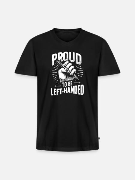 Linkshänder Lefty Left-hander Leftie Buddy - Men's Premium Organic T-shirt with V-neck - black