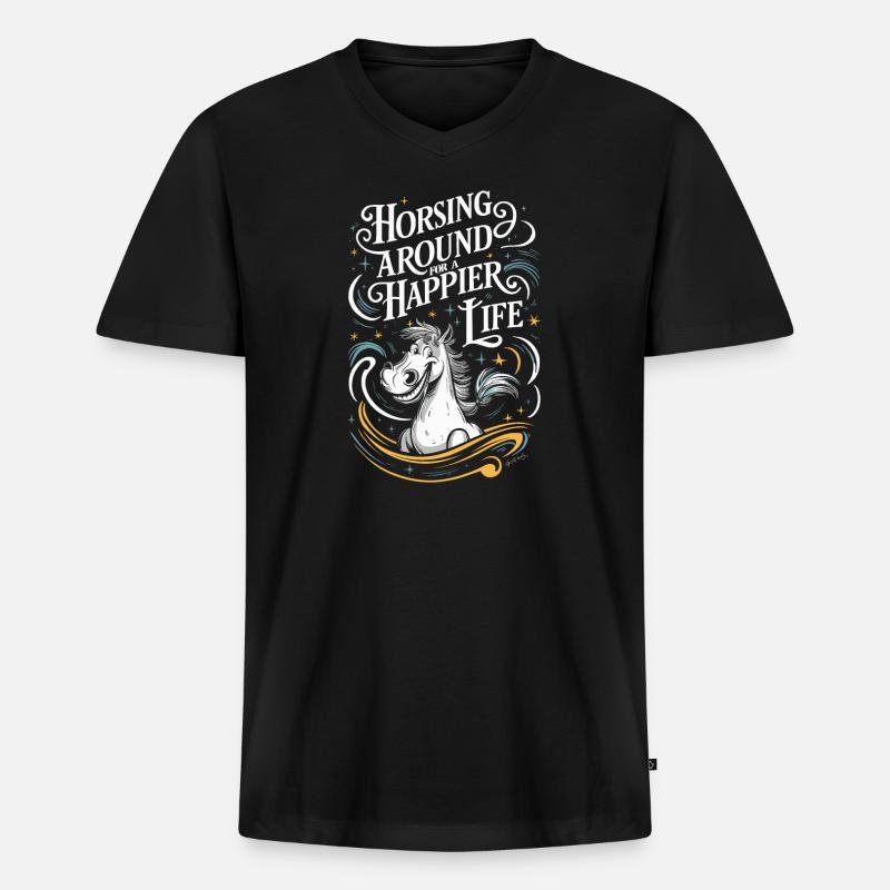 Heilung Durch Pferdetherapie Und Therapeutisches - Männer Premium Bio T-Shirt mit V-Ausschnitt - Schwarz