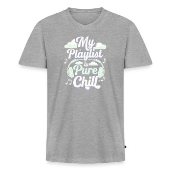 Chill Vibes Amateur de musique décontractée Relaxante - T-shirt encolure en V Premium bio Homme - gris chiné - Devant