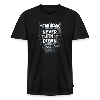 Metalhead's Ultimate Thrash Metal Playlist Vibes - Men's Premium Organic T-shirt with V-neck - black - Front - Nico (187cm)