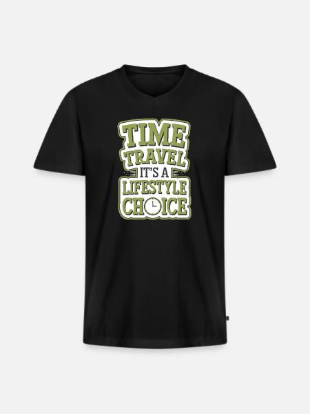 Zeitreise-sci-fi-enthusiast Und Zeitmaschine - Männer Premium Bio T-Shirt mit V-Ausschnitt - Schwarz