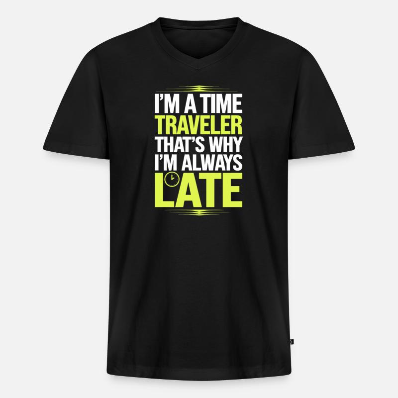 Zeitreise-sci-fi-enthusiast Und Zeitmaschine - Männer Premium Bio T-Shirt mit V-Ausschnitt - Schwarz