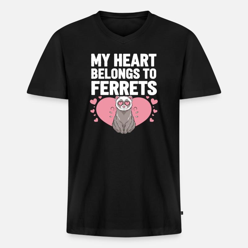 Frettchenbesitzer, Frettchenliebhaber, Süßes - Männer Premium Bio T-Shirt mit V-Ausschnitt - Schwarz