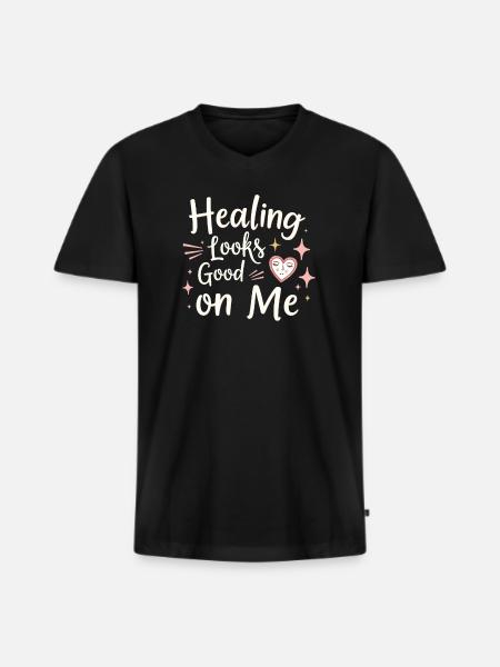 separation empowerment, self-love, new beginnings - Men's Premium Organic T-shirt with V-neck - black