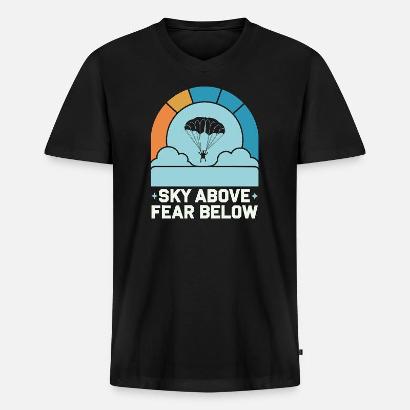 FallscFallschirmspringen Anfänger Abenteuer Nerven - Männer Premium Bio T-Shirt mit V-Ausschnitt - Schwarz