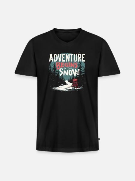 Winter Camper Snow Camping Adventure - Men's Premium Organic T-shirt with V-neck - black