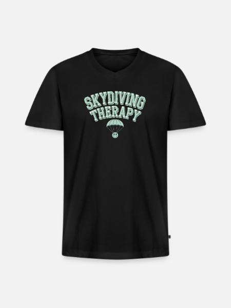Skydiving Beginners Adventure Nerves - Men's Premium Organic T-shirt with V-neck - black