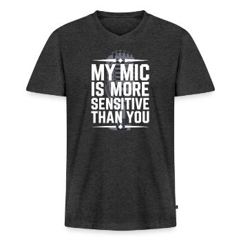 Asmr Creator Relaxation sensorielle Calmant - T-shirt encolure en V Premium bio Homme - anthracite chiné - Devant - Nico (187cm)