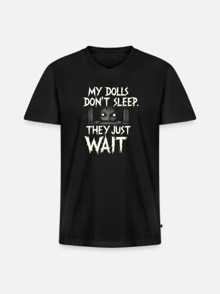 Creepy doll collector - Men's Premium Organic T-shirt with V-neck - black