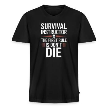 Survival Skills Instruktor Wildnistraining - Männer Premium Bio T-Shirt mit V-Ausschnitt - Schwarz - Vorne - Nico (187cm)