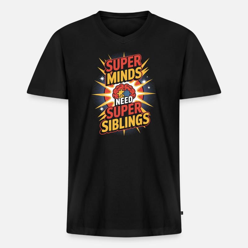 Autismus -geschwister - Männer Premium Bio T-Shirt mit V-Ausschnitt - Schwarz