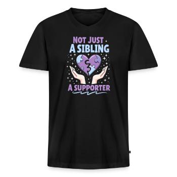 Frères et sœurs autistes - T-shirt encolure en V Premium bio Homme - noir - Devant - Nico (187cm)