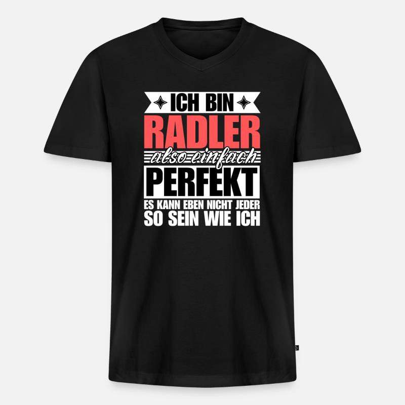 Perfekter Radler - Männer Premium Bio T-Shirt mit V-Ausschnitt - Schwarz