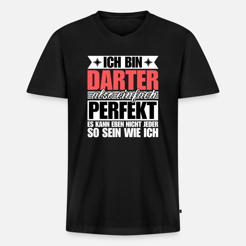 Perfekter Darter - Männer Premium Bio T-Shirt mit V-Ausschnitt - Schwarz
