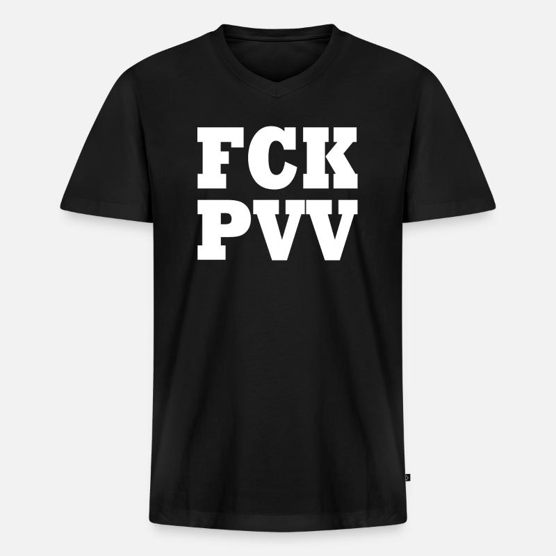 Fck pvv - Männer Premium Bio T-Shirt mit V-Ausschnitt - Schwarz