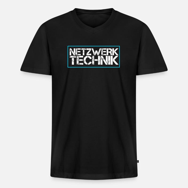 Netzwerk Technik - Männer Premium Bio T-Shirt mit V-Ausschnitt - Schwarz