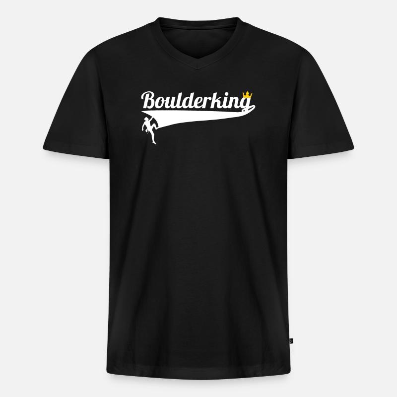Bouldern - Boulderer - Männer Premium Bio T-Shirt mit V-Ausschnitt - Schwarz