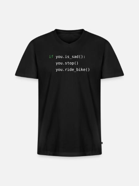 Code Python | Cyclisme | Programmeur | Dev - T-shirt encolure en V Premium bio Homme - noir