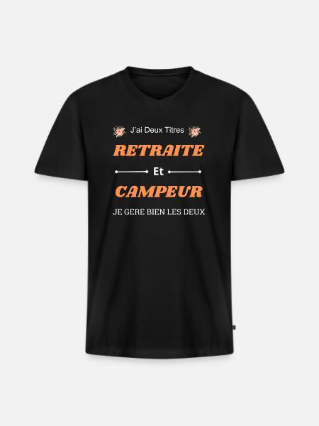 Ich habe zwei Titel - Männer Premium Bio T-Shirt mit V-Ausschnitt - Schwarz