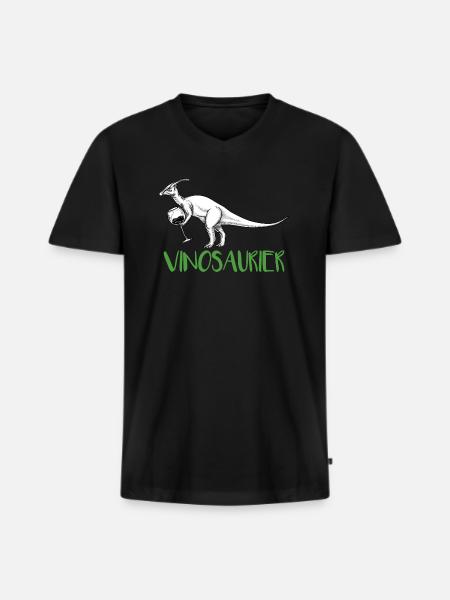 Vinosaurier - Männer Premium Bio T-Shirt mit V-Ausschnitt - Schwarz