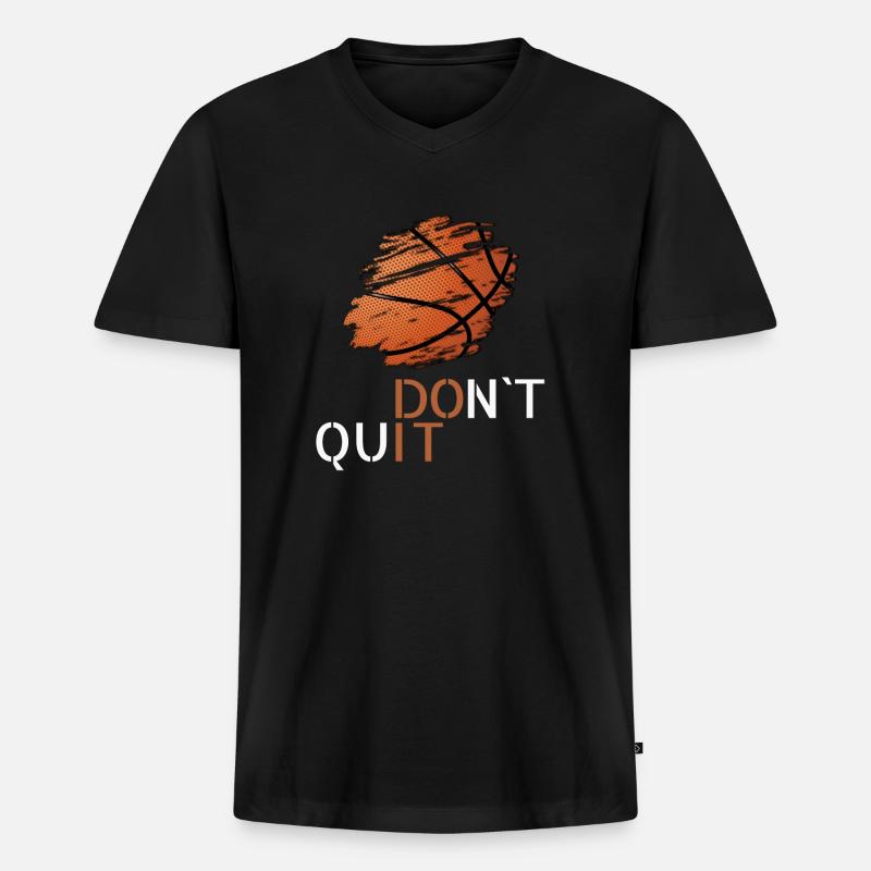 Basketball dont quit - Männer Premium Bio T-Shirt mit V-Ausschnitt - Schwarz