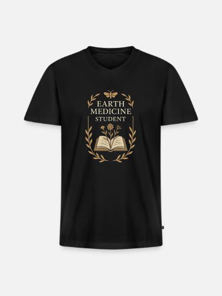 Herbal Healing Roots Natural Wisdom - Men's Premium Organic T-shirt with V-neck - black