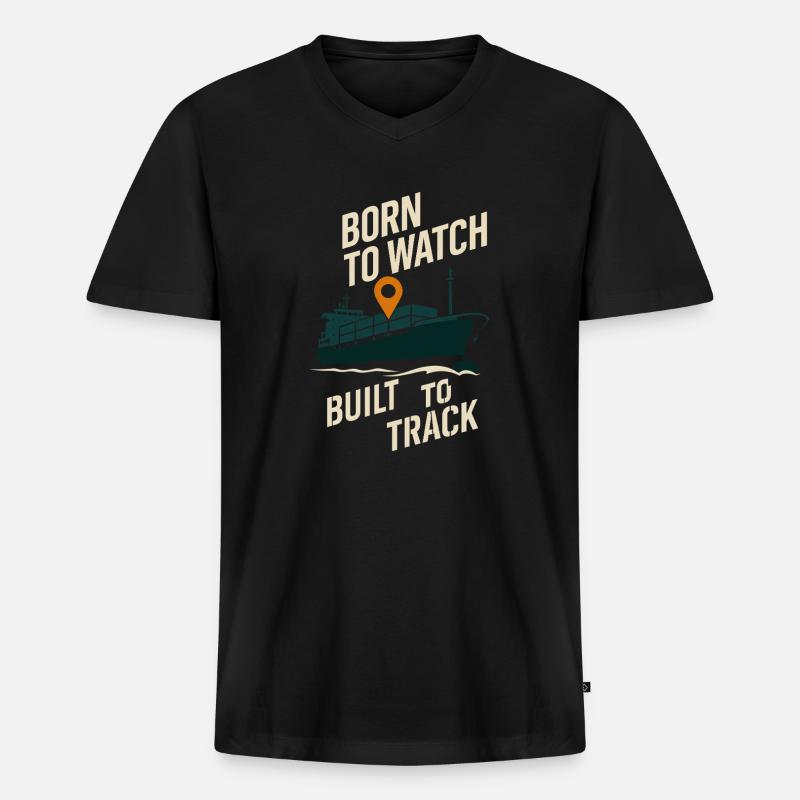 Schiff-sichtgerät Containerschiff Frachtschiff - Männer Premium Bio T-Shirt mit V-Ausschnitt - Schwarz