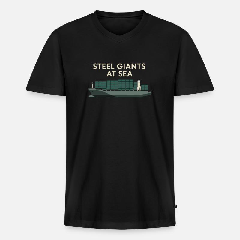 Schiff-sichtgerät Containerschiff Frachtschiff - Männer Premium Bio T-Shirt mit V-Ausschnitt - Schwarz
