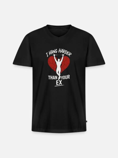 krachttraining voor klimmers Hangboard - Mannen Premium Bio T-shirt met V-hals - zwart