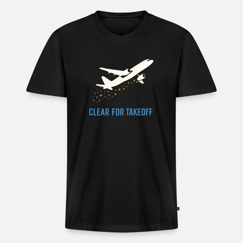 Flugbegleiter Kabinencrew Leben Luftfahrt - Männer Premium Bio T-Shirt mit V-Ausschnitt - Schwarz