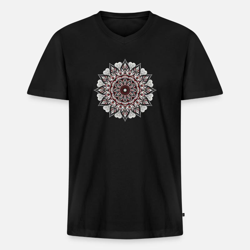 Mandala - Männer Premium Bio T-Shirt mit V-Ausschnitt - Schwarz