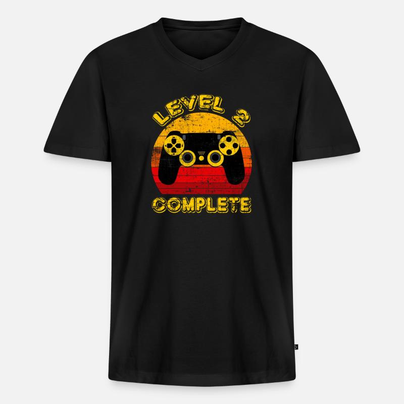 LEVEL 2 KOMPLETT - Männer Premium Bio T-Shirt mit V-Ausschnitt - Schwarz
