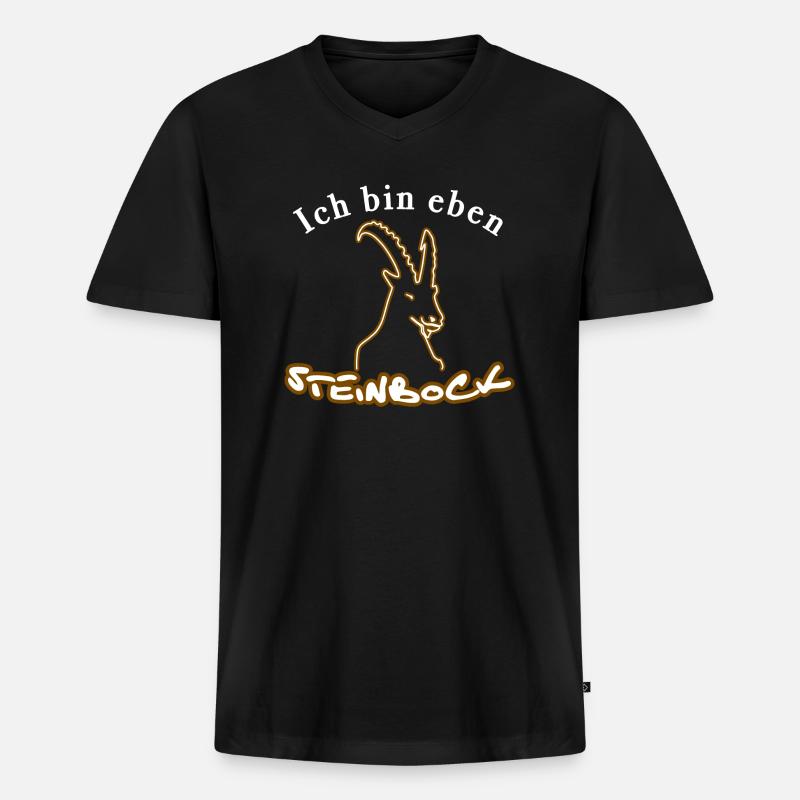 Sternzeichen Steinbock - Männer Premium Bio T-Shirt mit V-Ausschnitt - Schwarz