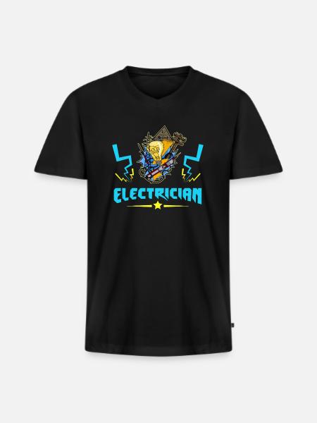 Electrician Electrician Lighting Technician Lamp - Men's Premium Organic T-shirt with V-neck - black