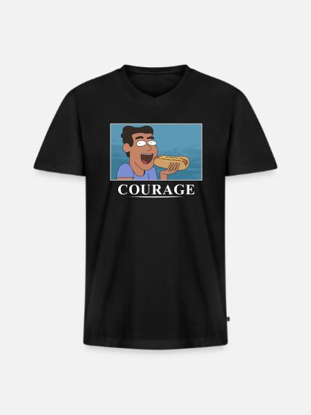 Rick And Morty Courage Is Eating A Hot Dog - Men's Premium Organic T-shirt with V-neck - black