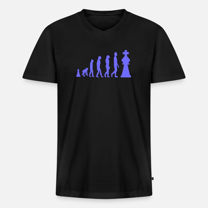 Chess Evolution Schach Lustig - Männer Premium Bio T-Shirt mit V-Ausschnitt - Schwarz
